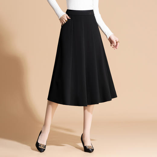 「自」全新升级【铂金会员146/天猫199/差价53】(15957)洛诗琳新款气质高腰半身裙2025秋季时尚显瘦中长款A字裙女 商品图3