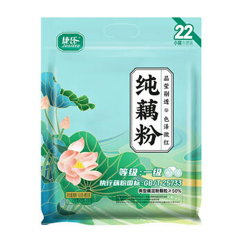 捷氏100%纯藕粉0脂肪无糖添加莲藕粉羹冲饮健身代餐营养早餐食品550克 /水饮冲调 /冲饮谷物 /果蔬粉 商品图0