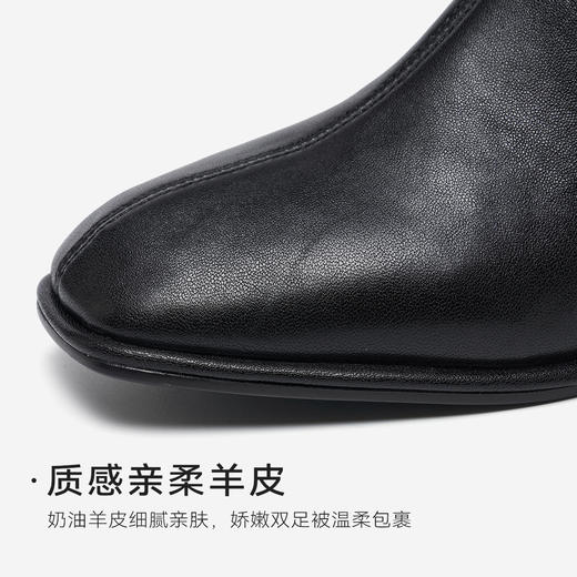 【绒里可选】星期六简约素面百搭粗跟短靴SSD4116177/SSD4118177 商品图7