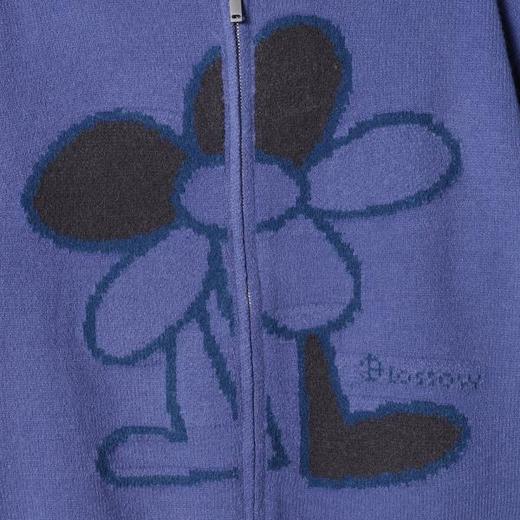 72623SDSA男士秋冬新款痞帅男装潮牌撞色钩花朵设计拉链开衫针织衫百搭 商品图3