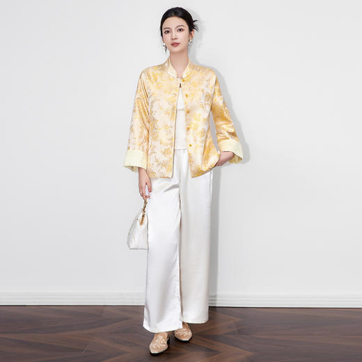 「高货wl」全新升级【铂金会员339/天猫459/差价120】(93717)洛诗琳瑞彩琼纹金线提花外套2025秋季国风两面穿上衣女 商品图1