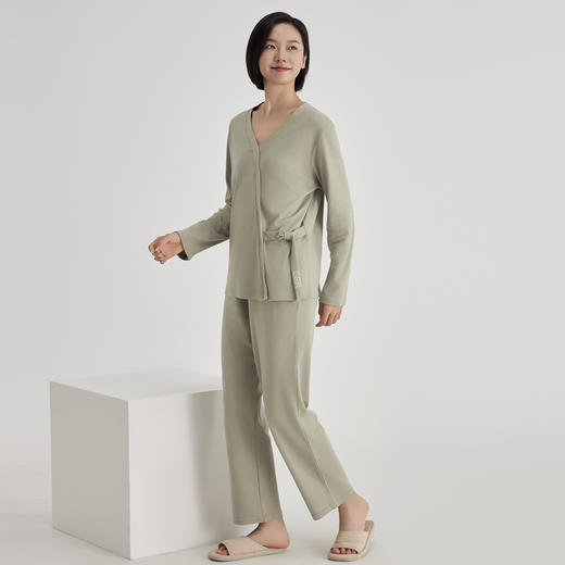 weyo秋季新款女优质舒感棉V领系带长袖套服家居服套装50711 商品图1
