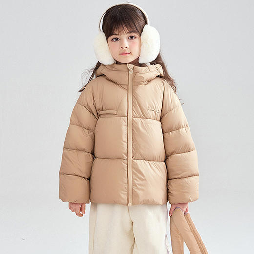 笛莎Deesha 2025冬季新款三防抗菌绒面包服连帽短款羽绒服 商品图2