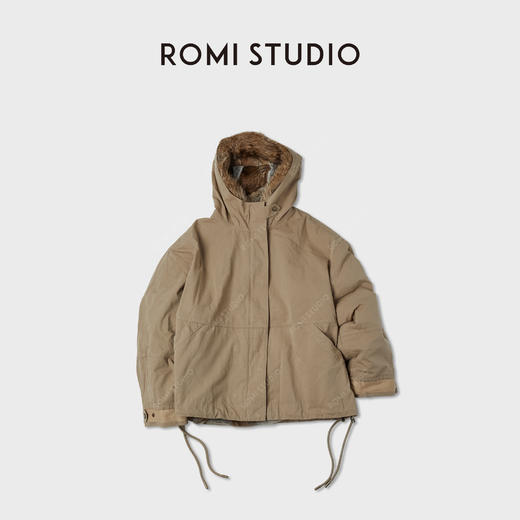 ROMI STUDIO“暖奢顶配”兔毛皮狼毛帽檐皮草白鹅绒外套RWCWWG6395 商品图0