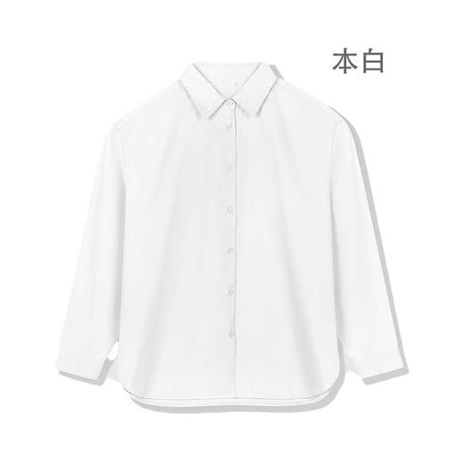 占姆士女士春秋全棉缎纹长袖衬衫落肩下摆弧形开叉衬衣 商品图4