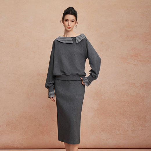 QG102斯尔丽25新款休闲时尚不费心机的套装搭配廓形上衣直筒裙减龄套装 商品图5