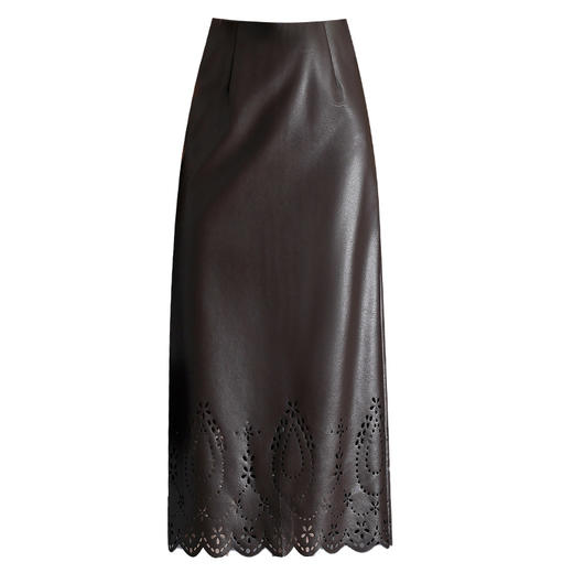 QYM 767-Y皮包裙PU皮裙时尚高腰半身裙开衩一步裙 商品图4