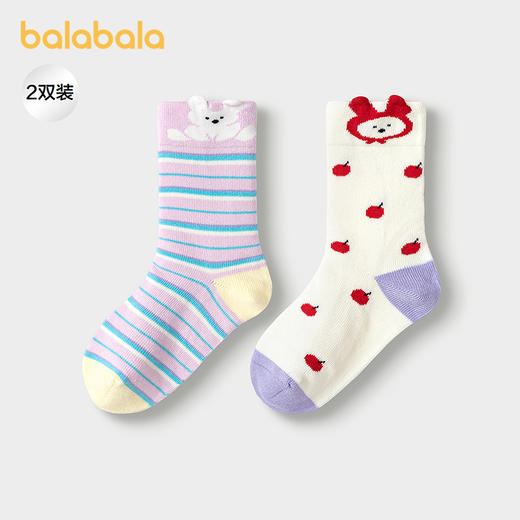 巴拉巴拉宝宝袜子冬季中筒袜婴幼儿萌趣袜提花两双装 商品图0