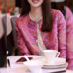 丁摩女装粉色新中式国风潮御姐穿搭洋气盘扣短外套5ZF-9154
