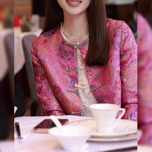 丁摩女装粉色新中式国风潮御姐穿搭洋气盘扣短外套5ZF-9154 商品图0