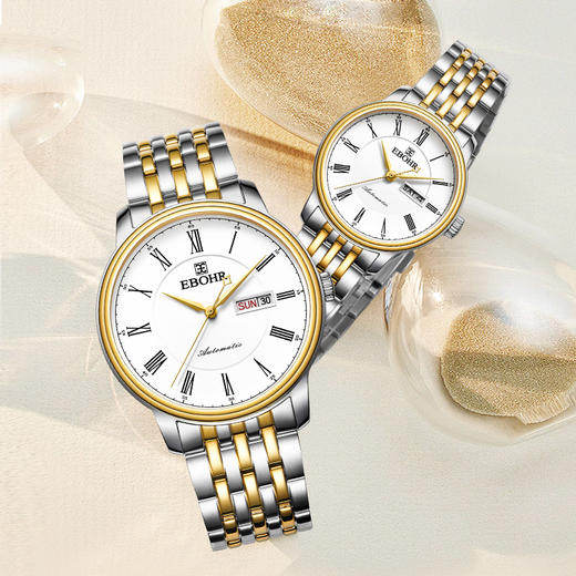 依波表女表高级感简约情侣手表女款钢带日历全自动机械表腕表3662 商品图3