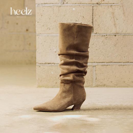 heelz设计师手工鞋履 ｜游牧风牛翻毛皮 堆堆长靴 4.5 公分 商品图0