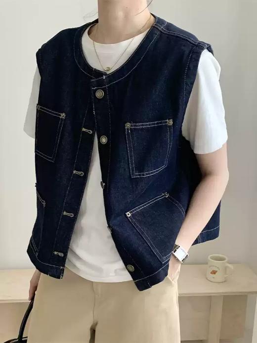 四口袋牛仔马甲 商品图0