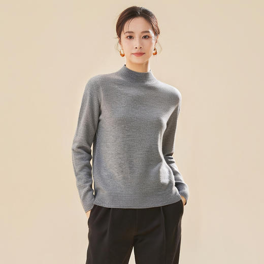 【100绵羊毛】罗蒙秋冬女士羊毛衫半高领打底衫厚实柔软百搭针织衫内搭上衣女 商品图4