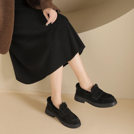 westory2024年秋冬新款休闲风厚底平跟舒适百搭毛毛鞋休闲鞋W24DM8502120Z 商品图6