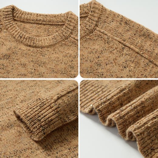 罗蒙秋冬圆领金丝珠片羊毛衫女士舒适百搭针织衫设计感休闲毛衣上衣女 商品图5