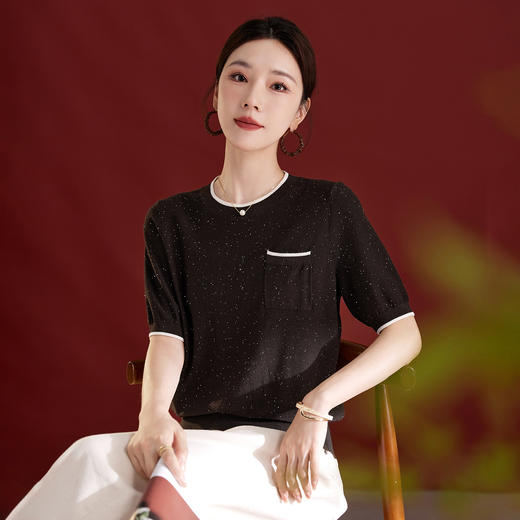 SM 1540羊毛上衣桑蚕丝舒适日常百搭款显瘦针织衫通勤款 商品图2