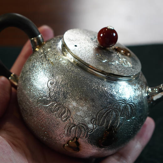 福禄玉钮壶 葫芦錾刻 银壶 约130g左右 商品图8