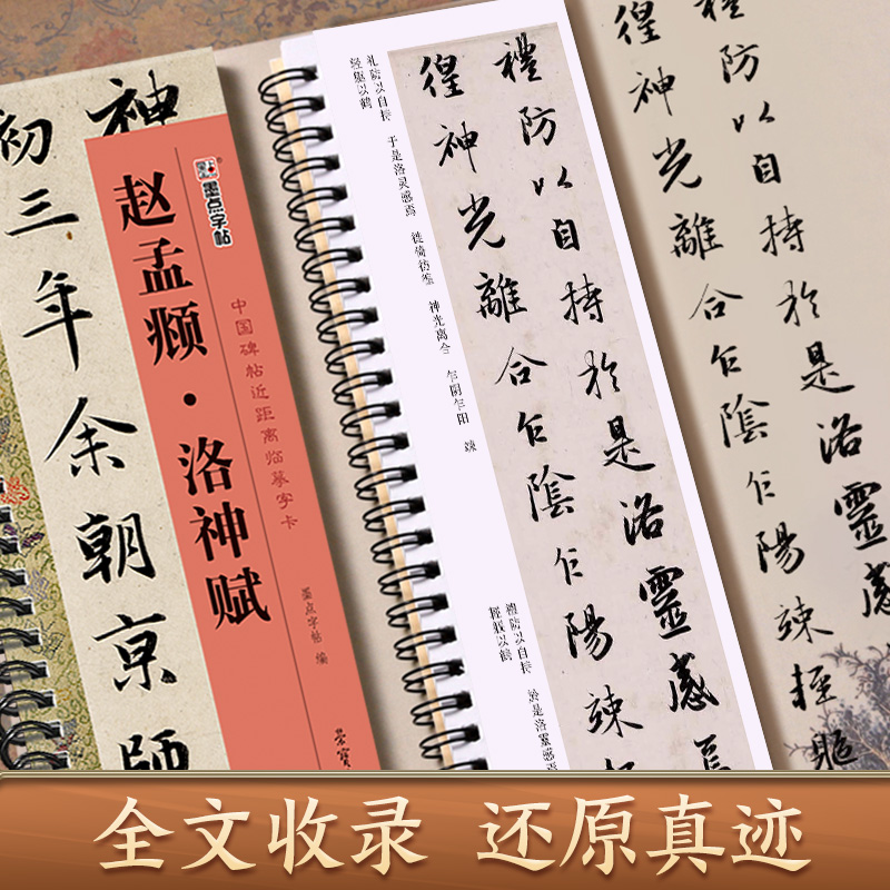 赵孟俯字帖行书 近距离临摹字卡赵孟頫洛神赋行书字帖墨点临摹本赵体洛神赋十三行初学者毛笔书法字帖毛笔赵孟俯碑帖行书字帖