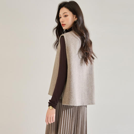 「高货sh」全新升级【铂金会员404/天猫539/差价135】(93950)洛诗琳轻奢气质羊毛无袖上衣2025秋冬气质双面呢马甲外套 商品图4