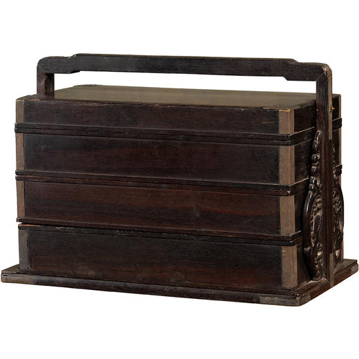 清早期	紫檀铜包角三撞提梁盒 商品图5