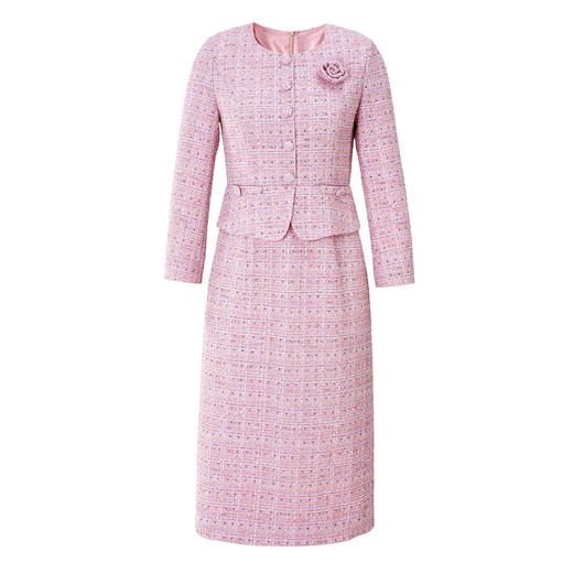 「高货deo」全新升级【铂金会员404/天猫549/差价145】(02234)洛诗琳高级感优雅小香风连衣裙2025秋季假两件显瘦裙子 商品图4