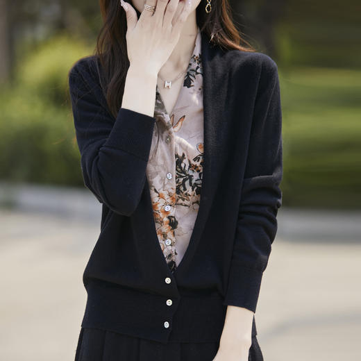 港风V领外套假两件碎花，针织开衫毛衣CC-XIX-463 商品图3