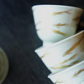 几上造物-【草木灰手绘金鱼杯】