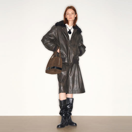 lost in echo2025早秋新款复古毛领保暖加绒宽松飞行员夹克外套女 商品图3