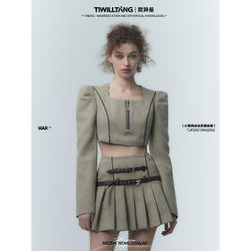 启世录TIWILLTANG“砥砺纤屿”小香风运动百褶套装半身裙短外套
