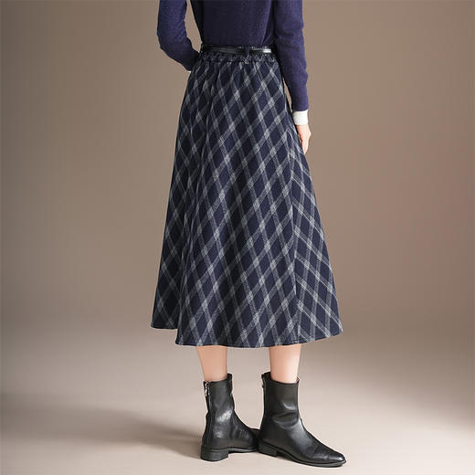 QYM 773-Y简约格子半身裙时尚半身裙中长款口袋A字裙 商品图2