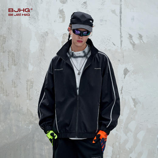 BJHG不计后果复古运动外套男女款秋季美式立领夹克柔丝绒休闲外套 商品图0
