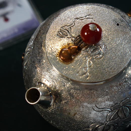 福禄玉钮壶 葫芦錾刻 银壶 约130g左右 商品图2