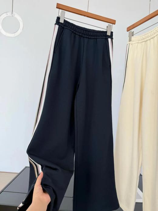 小禾家秋冬轻磨毛侧拉条拼接毛圈布直筒裤 商品图5