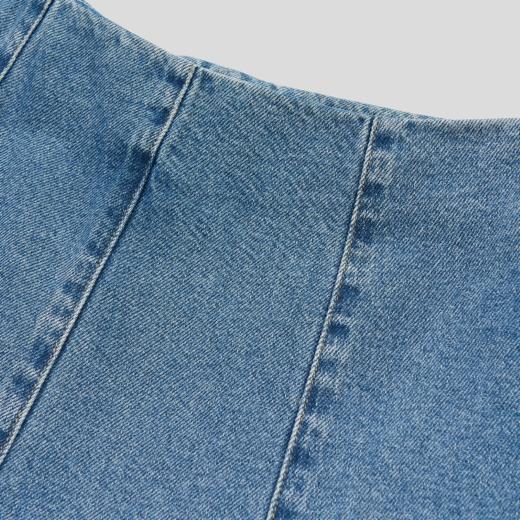 GOODBAI 拼接格纹撞色无腰带A版中长半身裙 商品图3