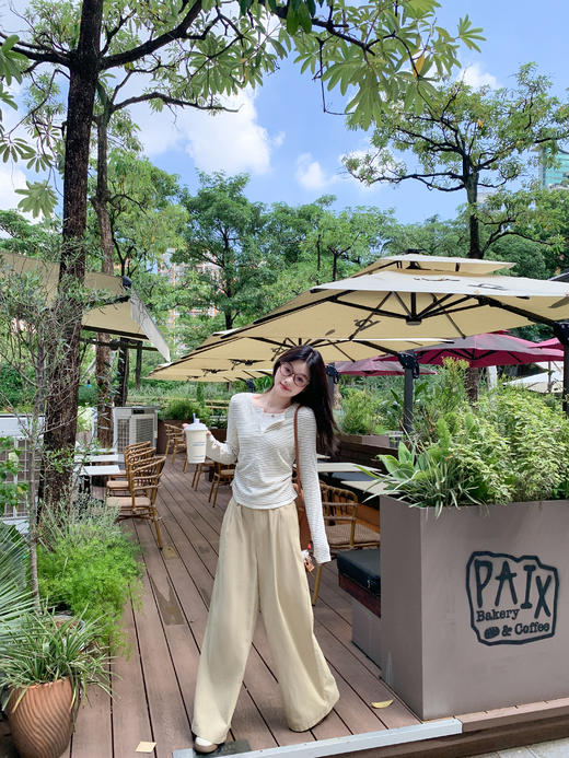 <曾小咸推荐>韩版拉链条纹长袖T恤【预售款，预计3-15天发货】 商品图8