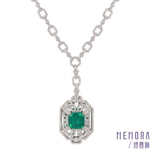 祖母绿钻石项链 传家高货典藏 白色18k金彩宝套链MEMORA诗普琳EP007007 商品图0