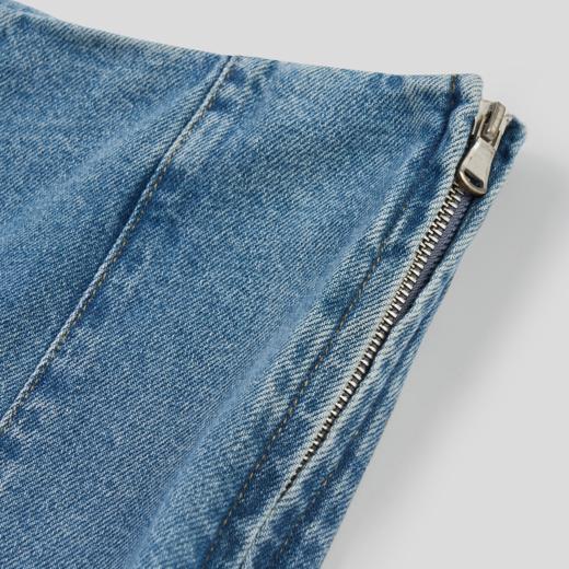 GOODBAI 拼接格纹撞色无腰带A版中长半身裙 商品图4