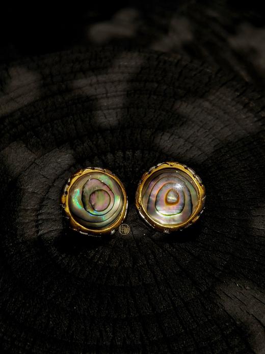 意大利工艺鲍鱼贝镶嵌银饰耳环 商品图0