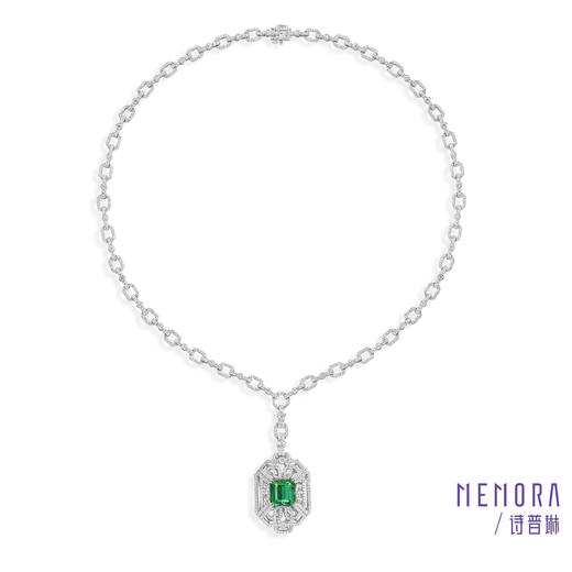 祖母绿钻石项链 传家高货典藏 白色18k金彩宝套链MEMORA诗普琳EP007007 商品图9