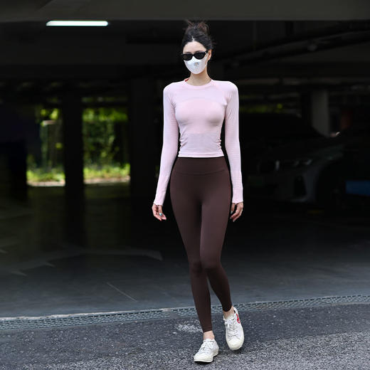 Beemen无缝针织瑜伽服女上衣速干户外健身打底运动长袖 商品图4