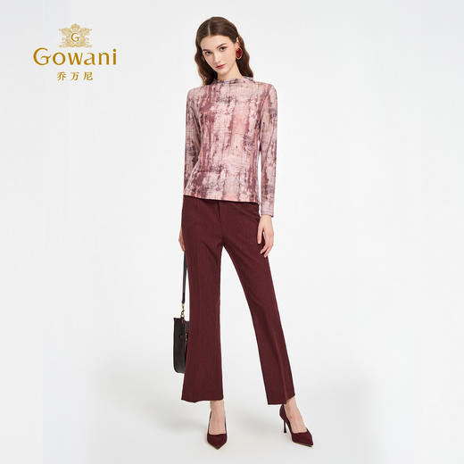 乔万尼2025秋新品柔美梦幻水彩晕染透气长袖打底T恤ED3C288 商品图3