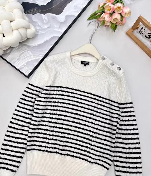 TY449-Chanel 香奈儿 新款条纹编织肩扣套头毛衣（PG*MM）9.16直播款 商品图8