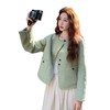 羊毛呢外套2025秋季新款女装圆领小香风绿色呢大衣SLYS9653 商品缩略图4