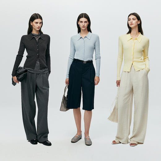 初棉含羊毛polo领针织开衫366605038 商品图4