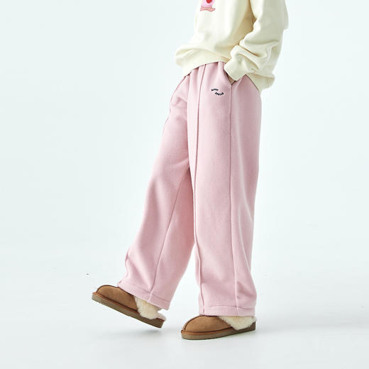 棵初2025年秋冬新款亲子中大女童宽松摇粒绒卫裤抗静电休闲直筒裤 商品图2