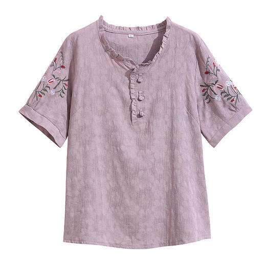 百媚生 纯棉刺绣短袖t恤上衣3266 商品图4