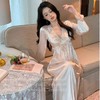 【新款宫廷风❗️轻奢长袖蕾丝睡衣】柔软亲肤，自带胸垫，免穿文胸内衣，显气质！网红春秋花边纯色女超长 商品缩略图0