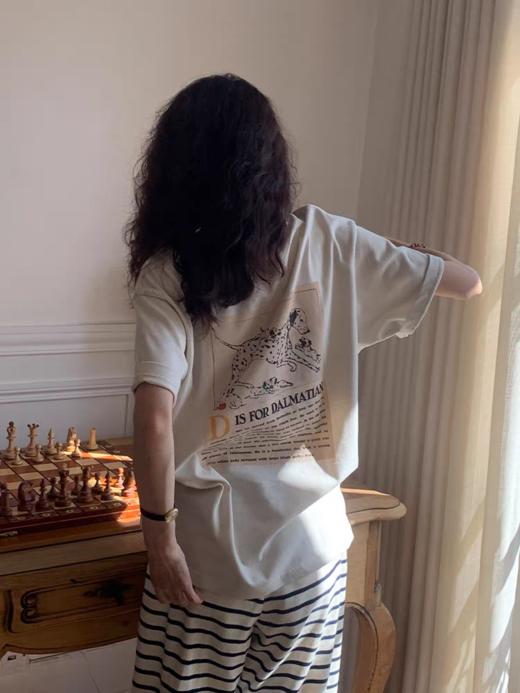 浮生八记/25C121/“快乐小狗”美式复古做旧斑点狗T恤 商品图4