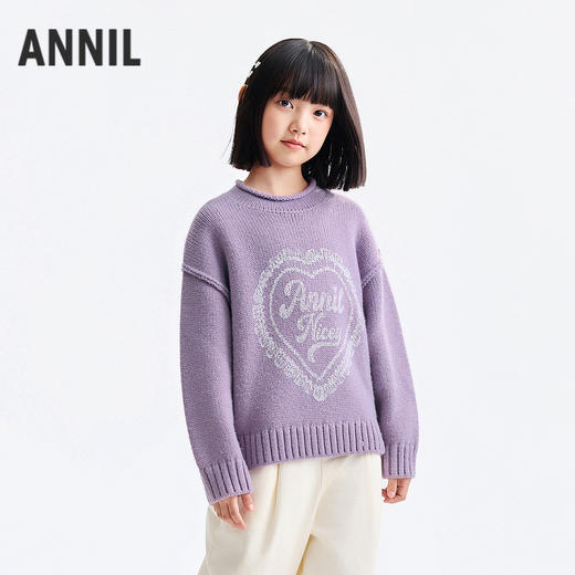 女童圆领长袖针织衫冬季新款安奈儿童装EG544658 商品图2